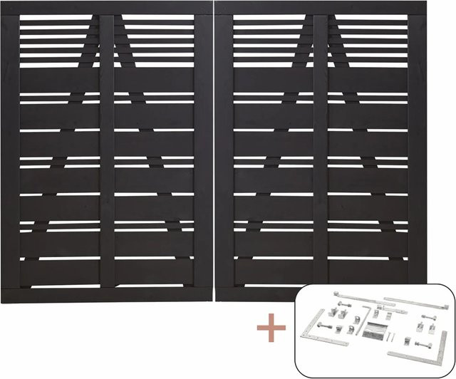 Plus Doppeltor Silence aus Nadelholz in Schwarz, B: 140 cm, H: 200 cm - Bild 1