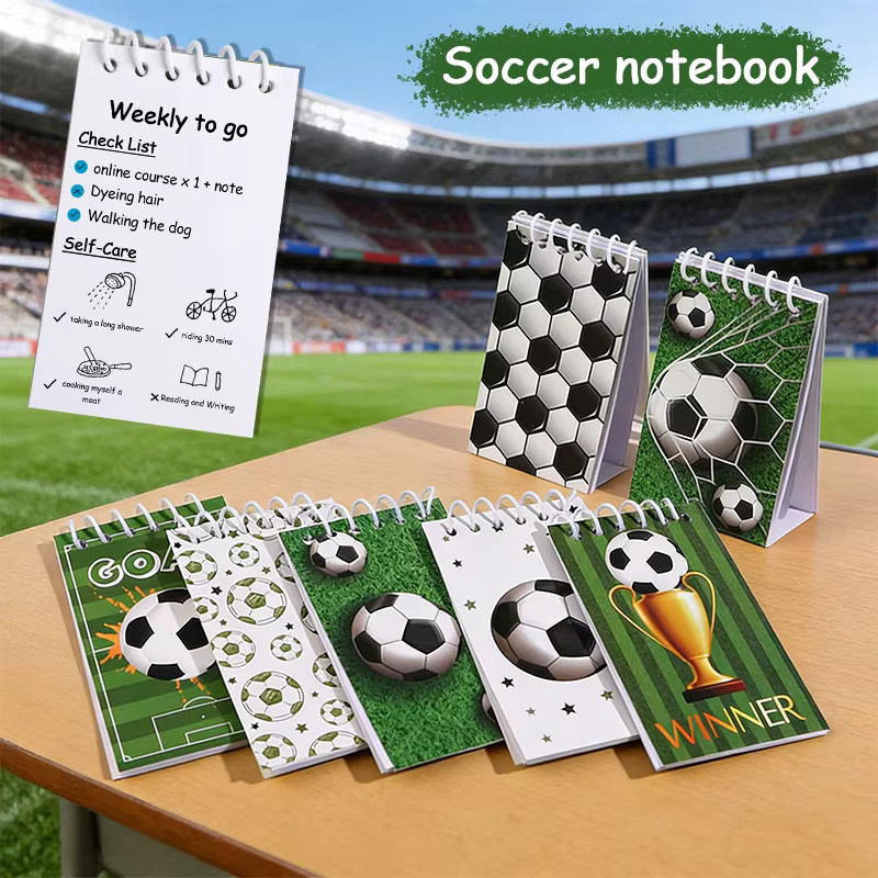 10 Stück Mini-Fußball-Spiralnotizbücher für Kinder, Softcover, Blanko-Seiten, Mehrfarbig - Bild 3