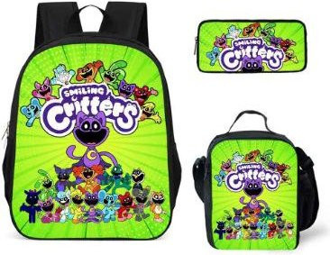 3-teiliges Schulrucksack-Set für Schüler in Grün aus Oxford-Stoff mit Schultasche, Schultergurt und Federmäppchen - Bild 1