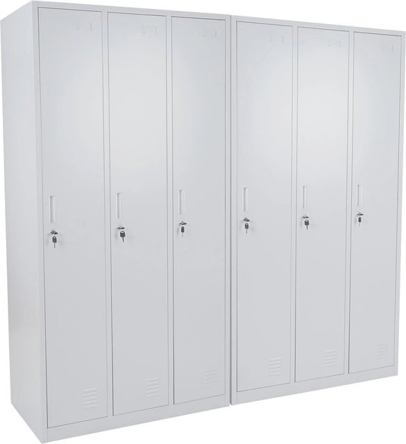 Proregal Schließfach Saturn Spind aus Metall mit 6 Fächern in Grau, H x B x T: 180 x 180 x 50 cm - Bild 1