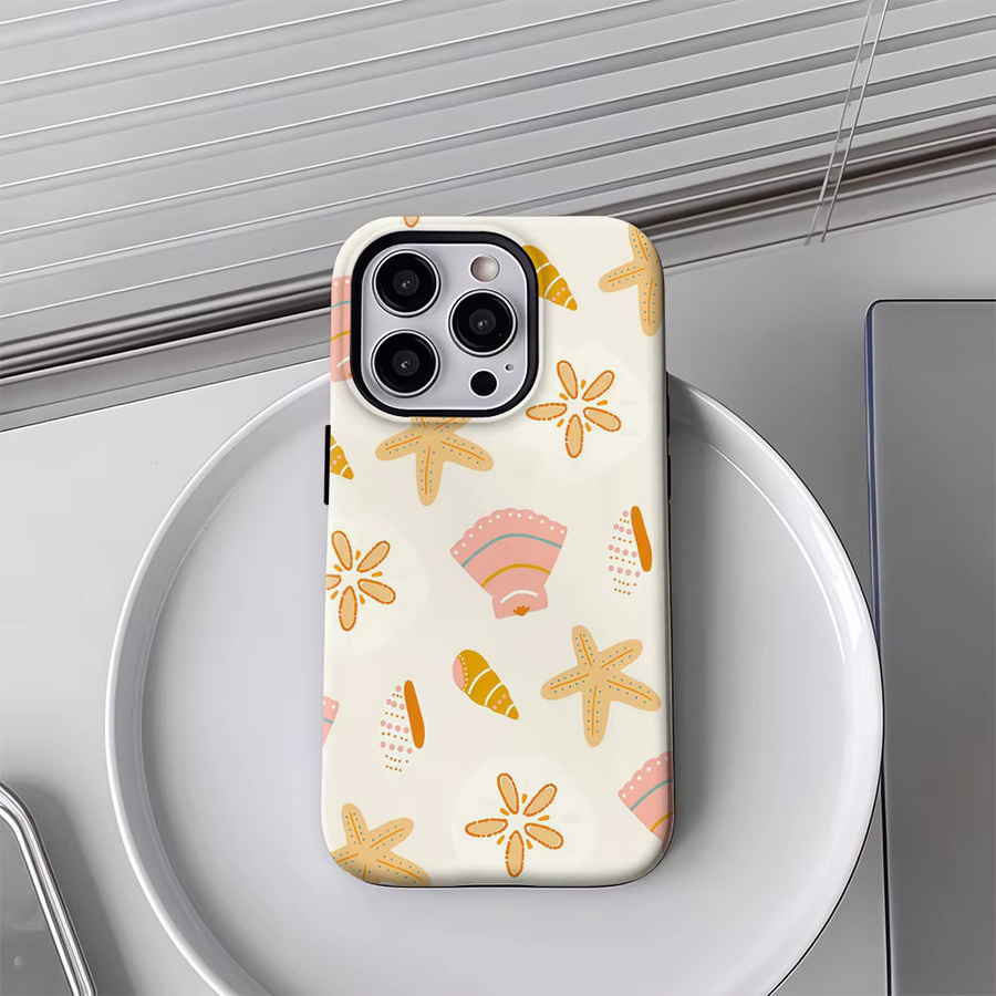 Potdemiel Handyhülle Cream Ocean Elements in Beige für iPhone 17 16 15 14 Pro Max Plus mit doppelschichtiger Rückabdeckung - Bild 3