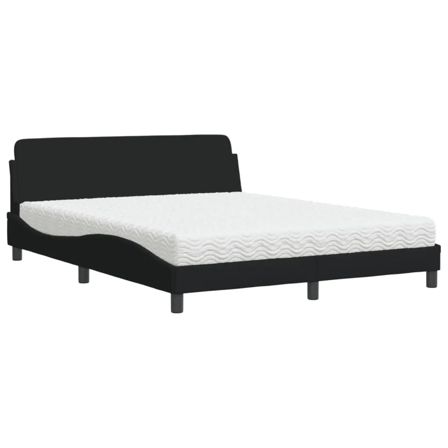 vidaXL Bett mit Matratze in Schwarz aus Stoff und Sperrholz, B/T/H: 160 x 200 x 165 cm - Bild 2