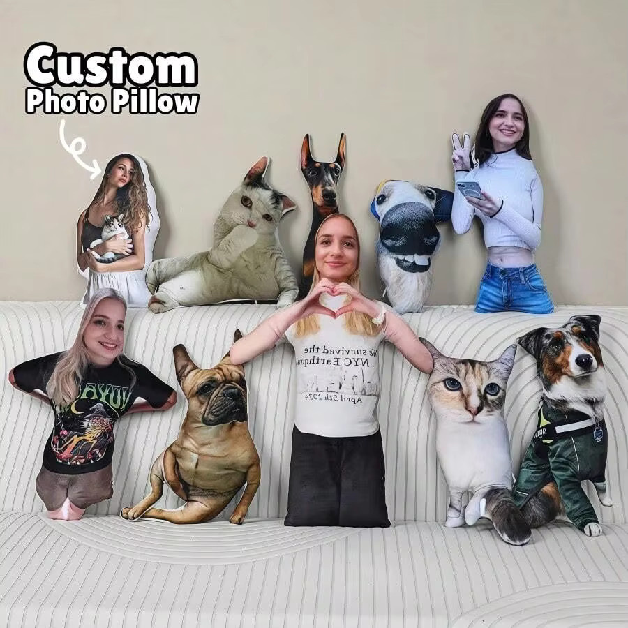 Personalisiertes Kissen mit Foto und Einlage in Multicolour, maßgeschneidertes Fotokissen als individuelles Geschenk - Bild 1