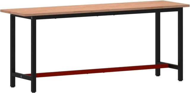 vidaXL Werkbank aus Massivholz Buche und Metall, B/T/H: 200 x 55 x 81,5 cm - Bild 1