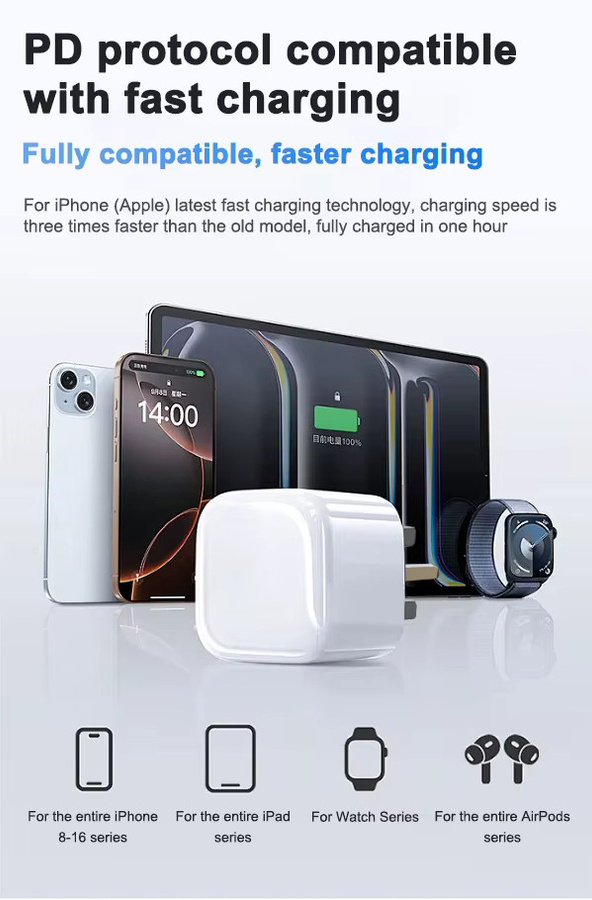 Keai 40W PD-Ladegerät mit USB-C-Kabel in Weiß für Apple iPhone 11 12 13 14 15 16 17 Pro Max und Air - Bild 3