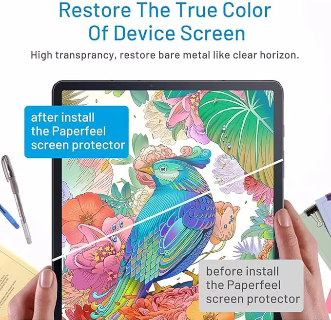 2 Stück Papierähnliche Displayschutzfolie für Samsung Galaxy Tab S10 FE Plus 2025, transparent - Bild 2