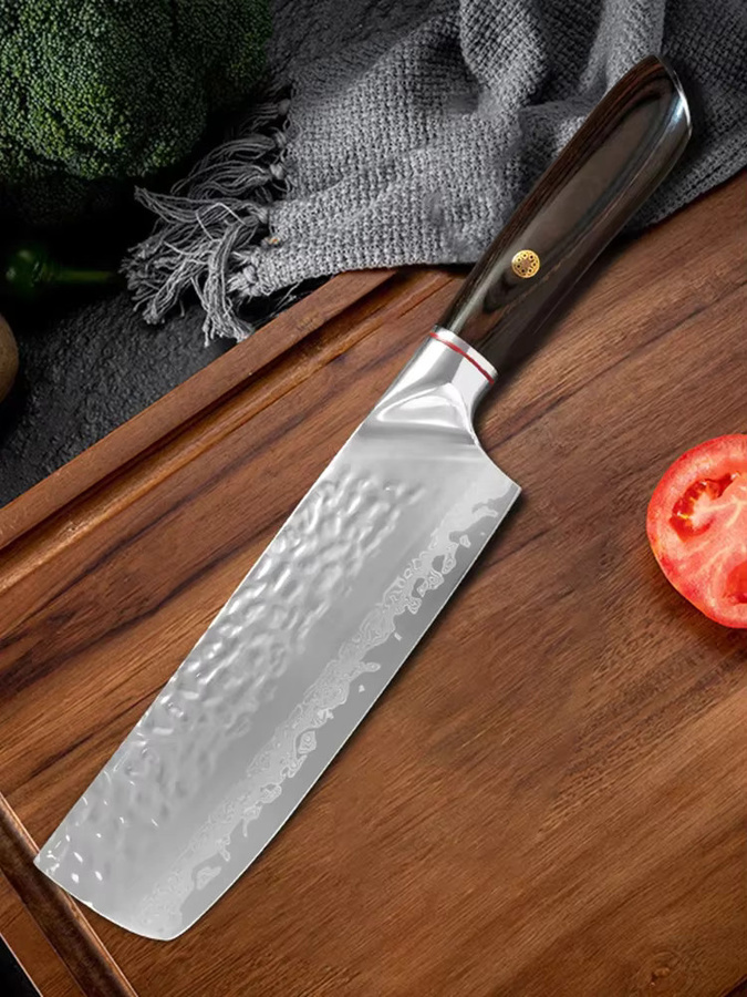 GuanQi Damaskus Küchenmesser aus VG10 Stahl mit Holzgriff in Silber - Bild 6