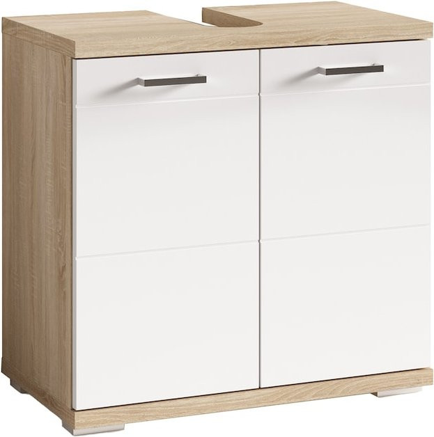 byLIVING Waschbeckenunterschrank NEBRASKA Bad Eiche und Weiß, B/H/T: 60 x 59 x 31,5 cm - Bild 1
