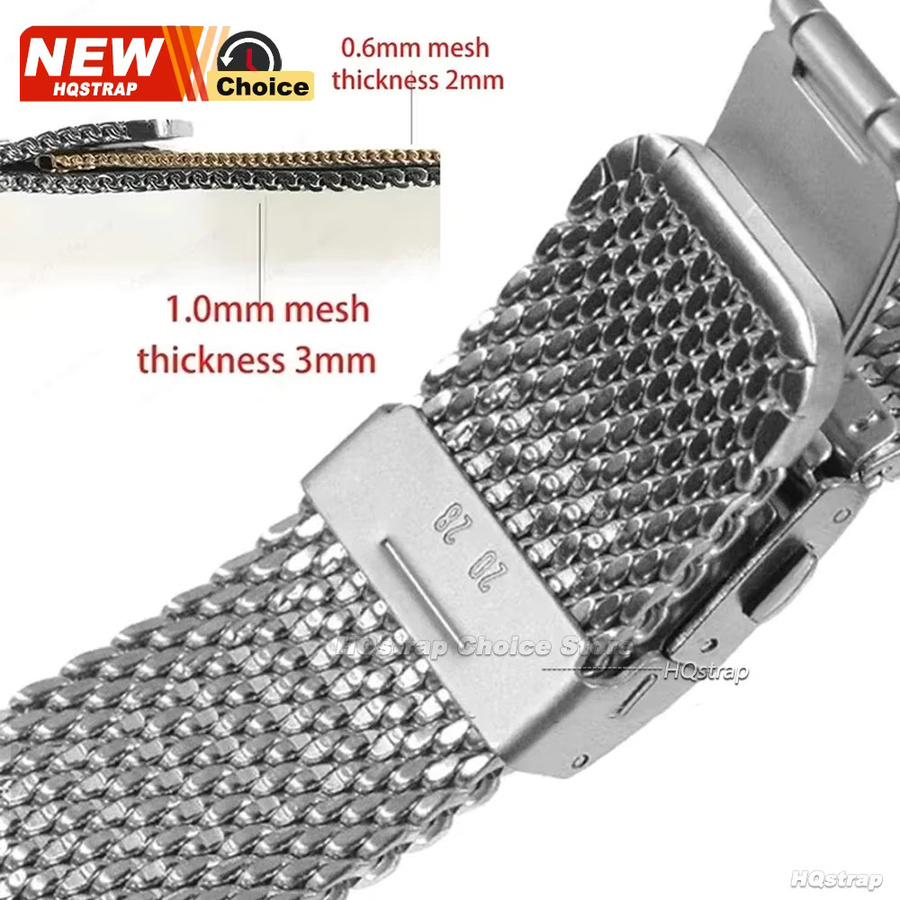 HQstrap Uhrenarmband Milanaise, Edelstahl, Silber, Unisex - Bild 4