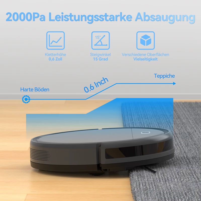 INSE 3-in-1 Roboter-Staubsauger mit Selbstreinigungsfunktion und abnehmbarem Wischmopp in Schwarz für Teppiche und Tierhaare - Bild 2