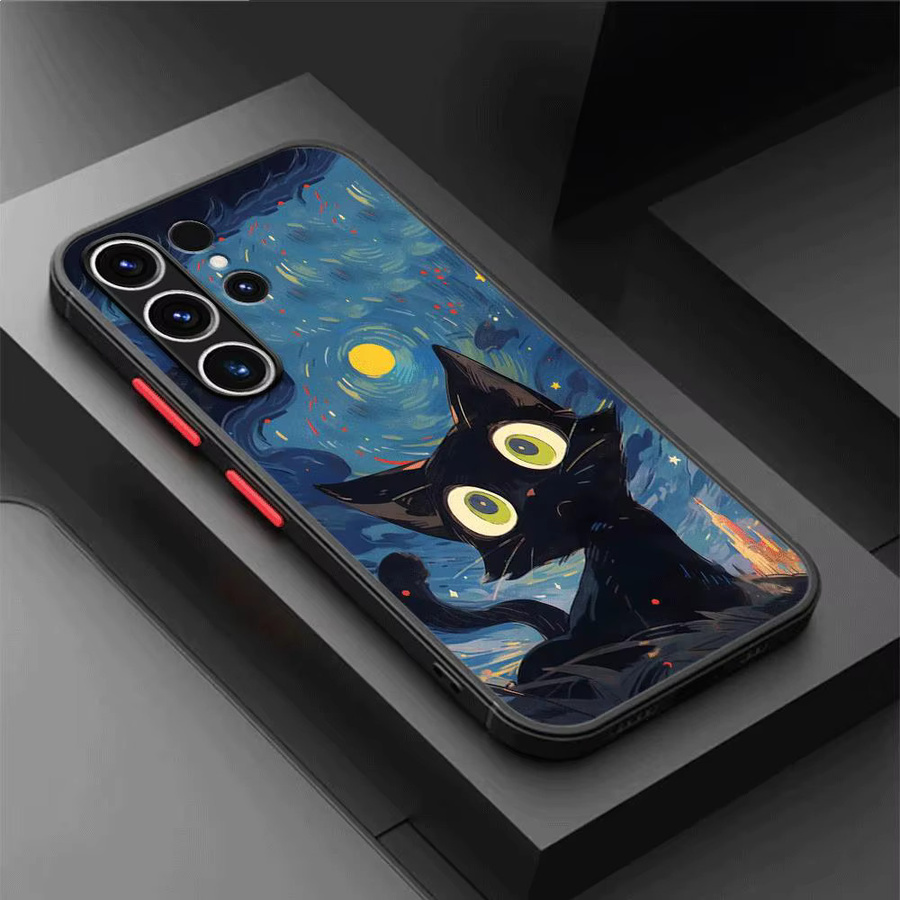 Van Gogh Art Cute Kitty Handyhülle für Samsung Galaxy S23 S24 Ultra S22 S21 S20 FE S10 Plus 5G Multicolor - Bild 3