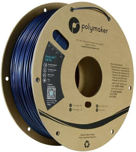 Polymaker PolyLite PETG Filament Blau 1,75 mm 1000 g hitzebeständig und hochzugfest für FDM-Drucker - Bild 1