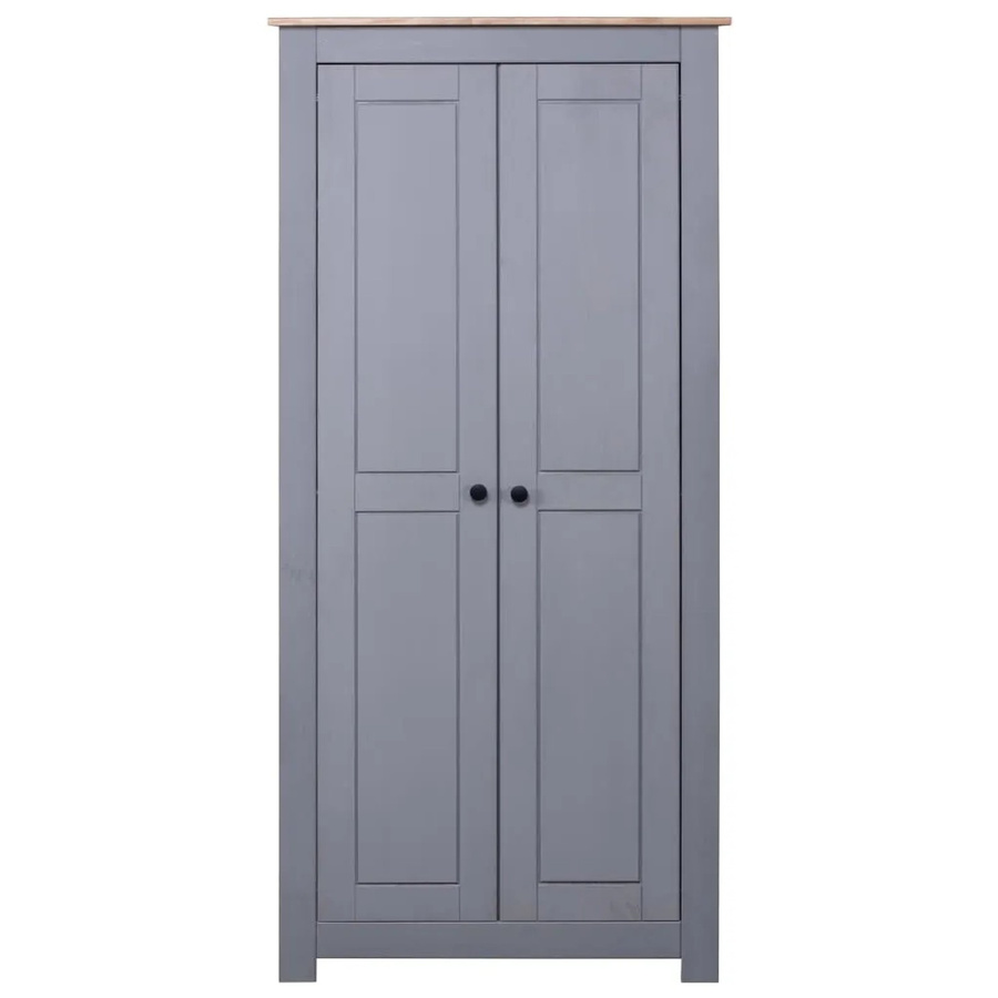 vidaXL Kleiderschrank Panama aus massivem Kiefernholz in Grau, B/T/H: 80 x 50 x 171,5 cm - Bild 2
