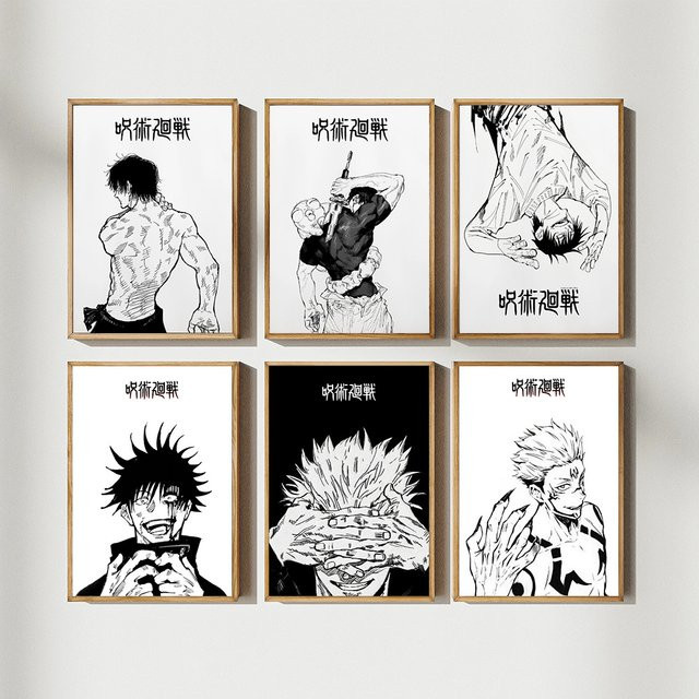 Kayou Jujutsu Kaisen Retro Leinwand-Poster mit Anime-Figuren Itadori Gojo Fushiguro Toji in Mehrfarbig - Bild 1