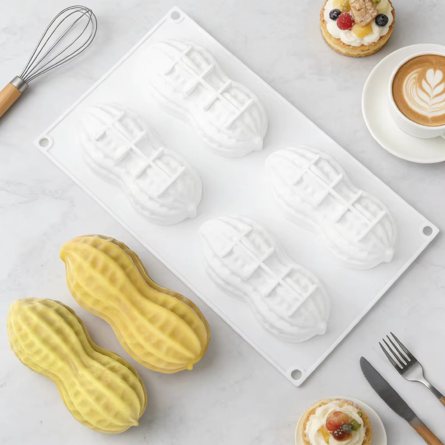 SHENHONG Silikon-Backform für Mousse und Schokolade im Erdnuss-Design, 4-Zellen, Weiß oder Schwarz - Bild 4
