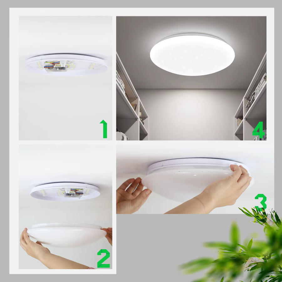 Sternenhimmel LED Deckenleuchte mit funkelndem Sterne-Design, 18W, Kaltweiß, IP44 Wasserdicht, Durchmesser: 30 cm - Bild 6