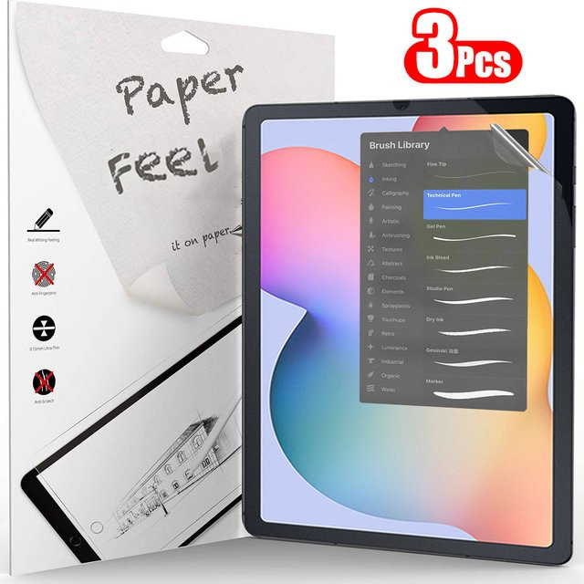 3 Stück Samsung Galaxy Tab Displayschutzfolie mit Papiergefühl für Tab S9 S8 S7 S6 Lite S7 FE A9 A8 A7 in Transparent - Bild 1