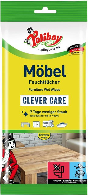 Poliboy Möbel-Feuchttücher, antistatisch und streifenfrei, 24 Stück - Bild 1