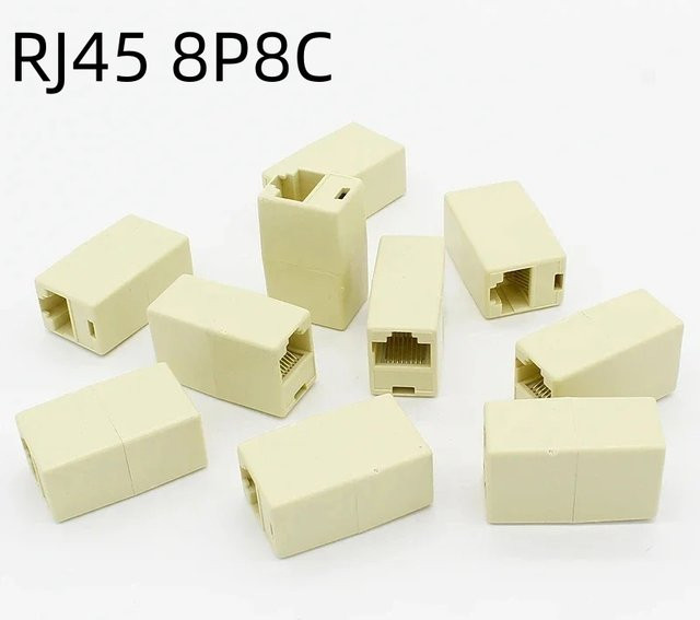 10 Stück IMC RJ45 8P8C Doppelbuchsenstecker Ethernet LAN Anschluss in Beige - Bild 1