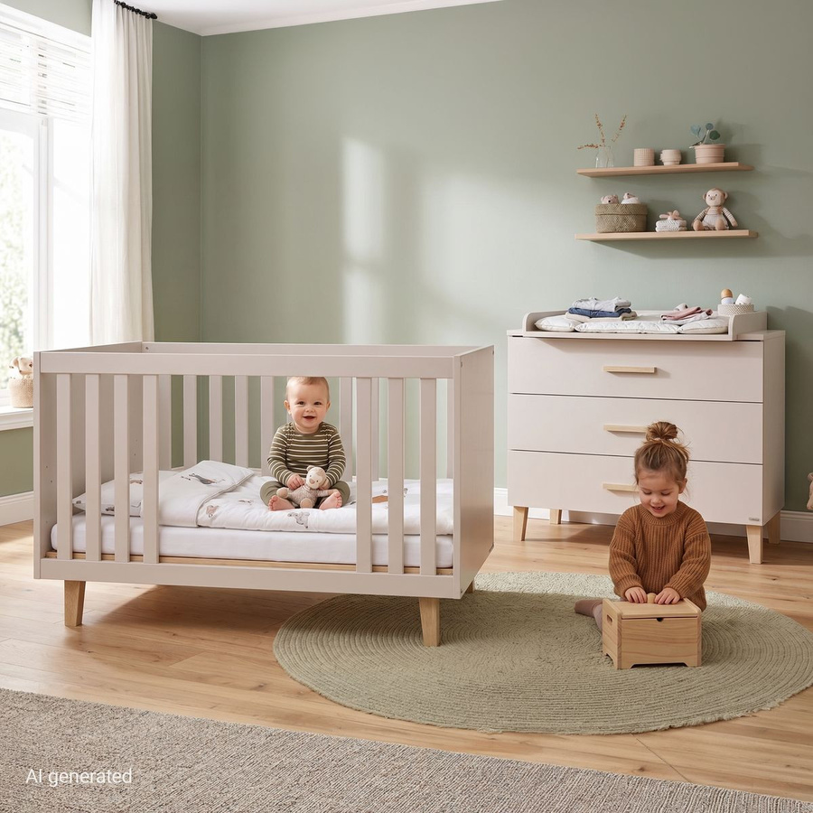 Pinolino Kinderzimmer Sparset Tami breit in Uni Beige mit Bett und Wickelkommode - Bild 2