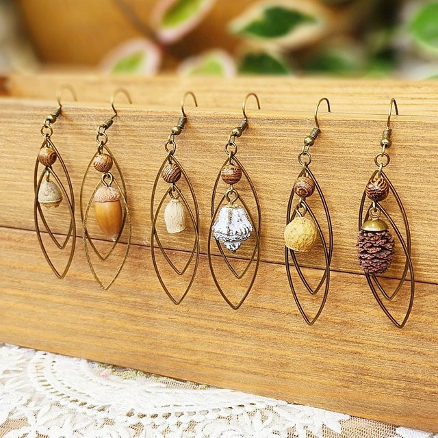 OEING Ohrringe, Eichel, Gold, Bronze, Unisex - Bild 1