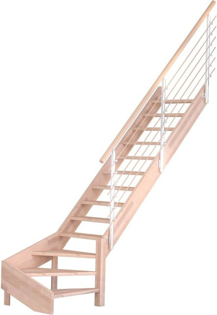 StarWood Treppenwinder Mykonos Pro aus Buche in Braun mit Design-Geländer-Holzstäben B/T/H: 90 x 23 x 280 cm - Bild 1