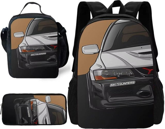 Fancy Style Studio JDM Auto Schulrucksack Set für Kinder mit Lunchtasche und Federmäppchen, mehrfarbig - Bild 1