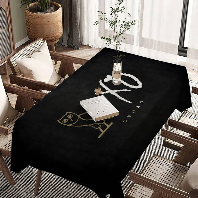 JINGYUE Pet Tischdecke mit The Weeknd XO Anime Muster, rechteckig, schwarz, B/B: 90 x 140 cm - Bild 1