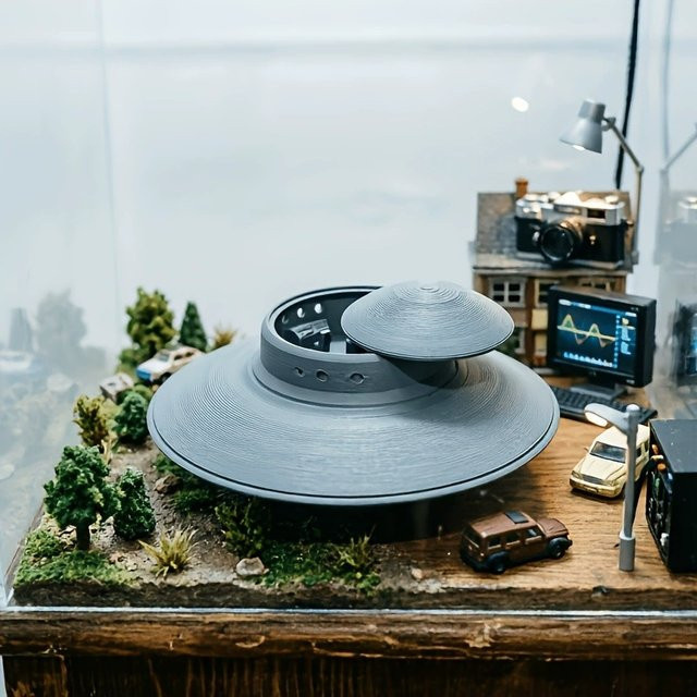 KASTIZA UFO-Flugscheiben-3D-Druck-Sammlermodell, Weltraum, Grau, Kunststoff - Bild 1