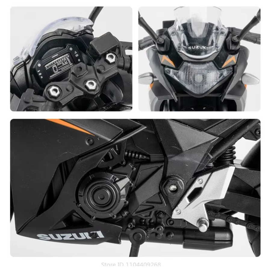 MAKEDA Suzuki GSX250R GSX1000R Motorrad Modell, 1:12, Metall, mit Licht und Rad Stoßdämpfung - Bild 3