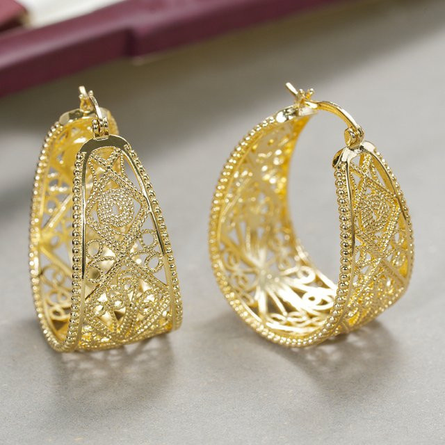 Huitan Creolen, Messing, Gold, Damen - Bild 1