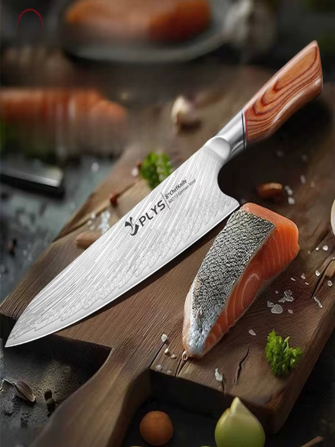 PLYS Kochmesser mit Damastmuster und Holzgriff für Fleisch, Fisch und Sashimi - Bild 6