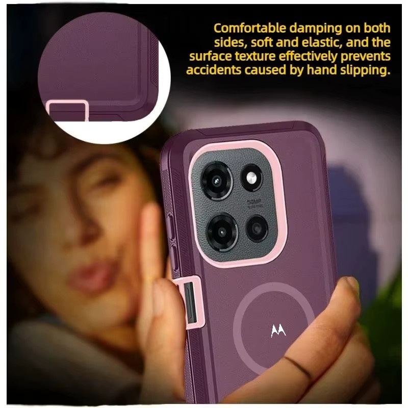 Robuste Schutzhülle mit MagSafe-Magnetfunktion für Motorola Moto G Edge Play Stylus Power 5G in Pink oder Purple - Bild 2