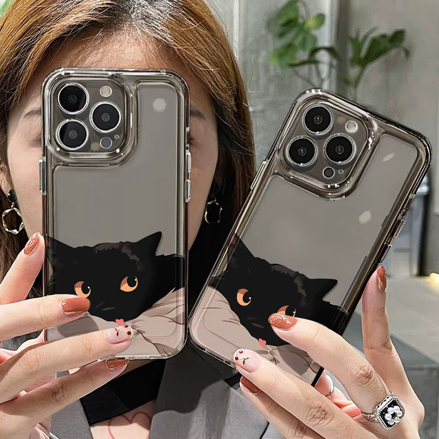 Caynes Silikon Handyhülle mit Schwarzer Katze für iPhone, Transparent - Bild 2