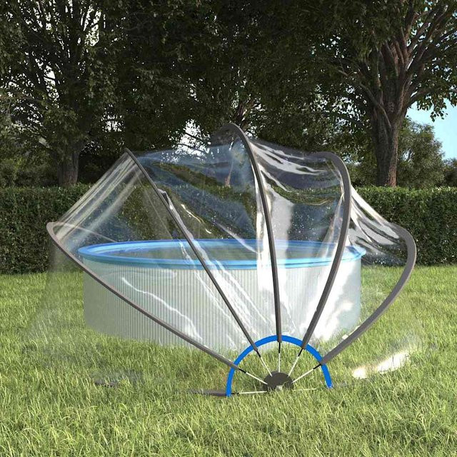 vidaXL Pool-Kuppel rund aus transparentem PVC und Fiberglas, Durchmesser: 406 cm, Höhe: 203 cm - Bild 2