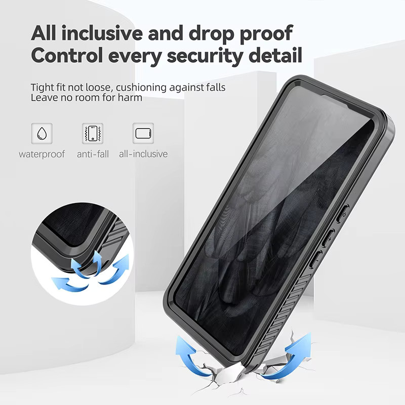 IP68 wasserdichte Outdoor-Handyhülle mit Hängeseil für Google Pixel 8 Pro in Schwarz - Bild 6