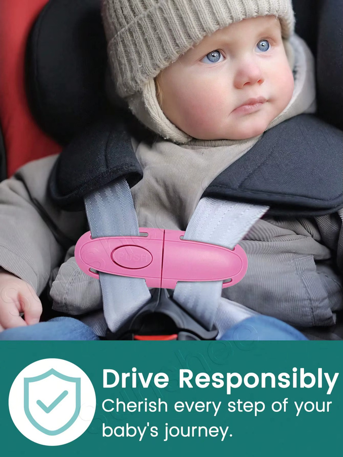 Universal Sitz Brustgurt Clip in Pink als Anti-Escape Sicherheits-Sitzschnalle für Baby und Kinder sowie verstellbarer Schutz für Kinderwagen - Bild 3