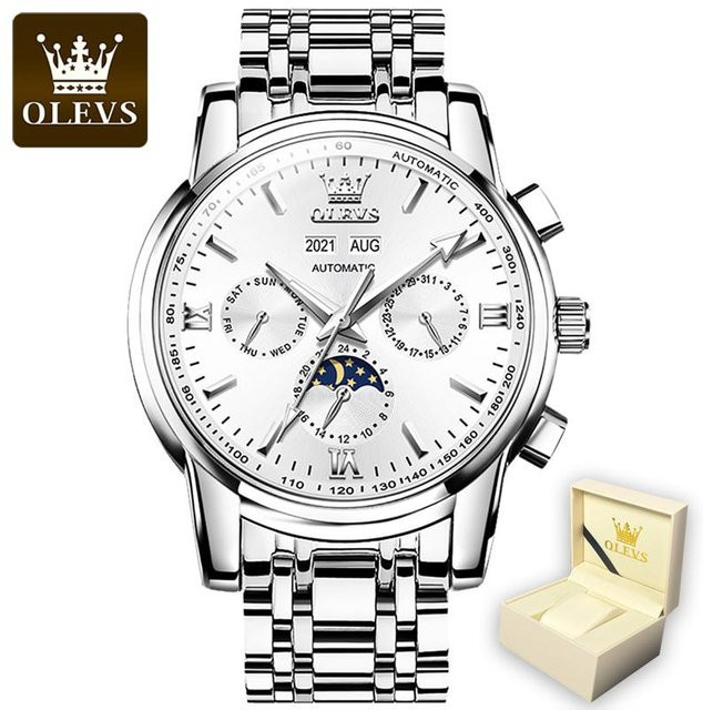 OLEVS Armbanduhr, Automatik, Edelstahl, Grau, Herren, 42 mm - Bild 1