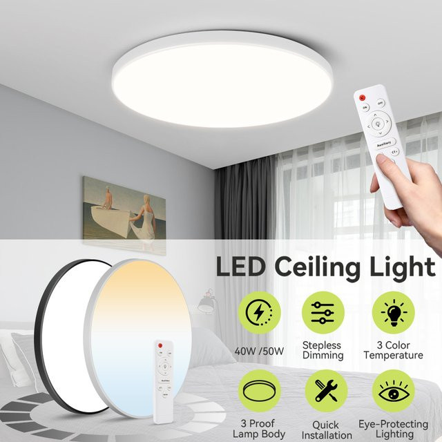 CHENBEN Moderne LED-Deckenleuchte in Weiß mit Fernbedienung und Dimmfunktion, 50 W LED-Panel-Lampe für Wohnzimmer, Schlafzimmer und Küche - Bild 1