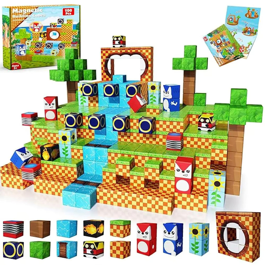HUATEC Magnetische Blöcke Set mit 100 Teilen, Buntes STEM Pädagogisches Spielzeug für Kinder ab 3 Jahren - Bild 2