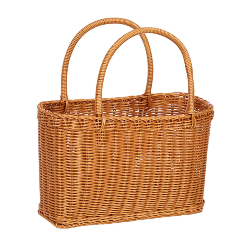 Kesoto Picknickkorb aus Rattan in Braun, Rechteckiger Aufbewahrungskorb im Landhausstil - Bild 3