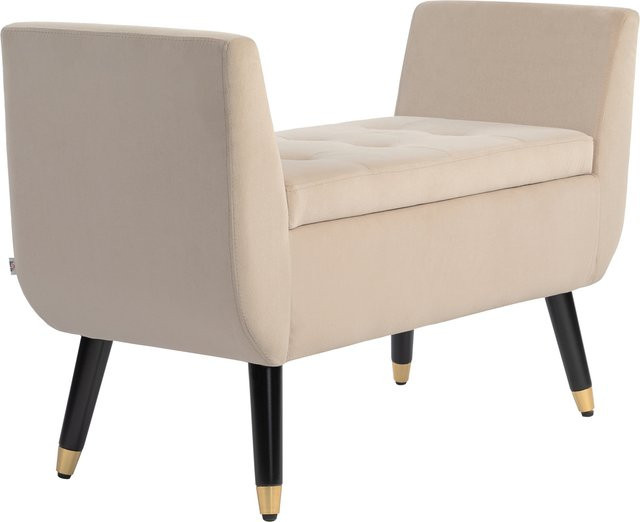 HOMCOM Luxus Polsterbank mit Stauraum und Armlehnen aus Gummiholz in Beige - Bild 1