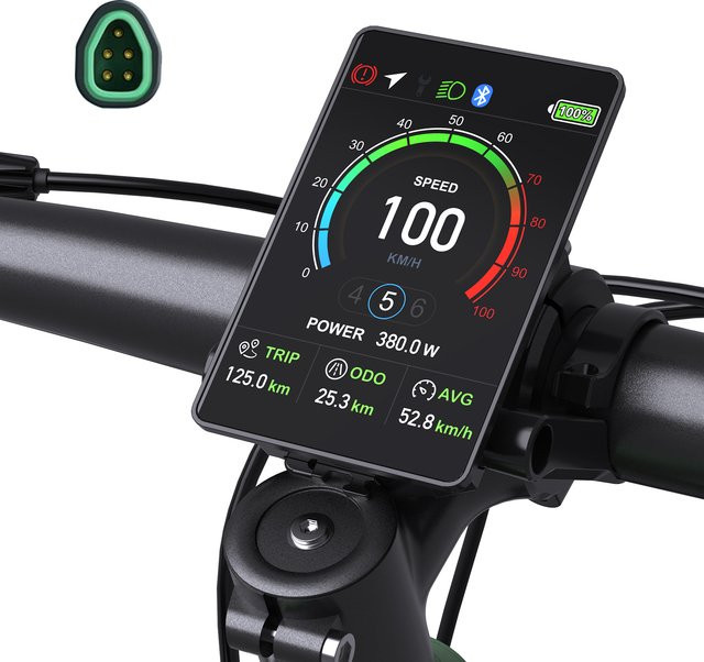 Bafang VD04 Vertikales E-Bike-Display mit 3,5 Zoll IPS Farbdisplay, IP67 Wasserdicht, 0-9 PAS-Stufen, Bafang CAN-Protokoll für Mittelmotoren, Schwarz, Typ-C Anschluss - Bild 1