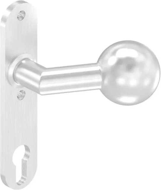 FeNau Türknopf aus Edelstahl V2A in Silber mit Langschild, gekröpft und feststehend, Durchmesser: 50 mm - Bild 1