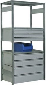 Regalwerk BERT-Schublade aus Stahl und Aluminium in Grau, B/T/H: 100 x 50 x 10 cm, Tragkraft 60 kg - Bild 1
