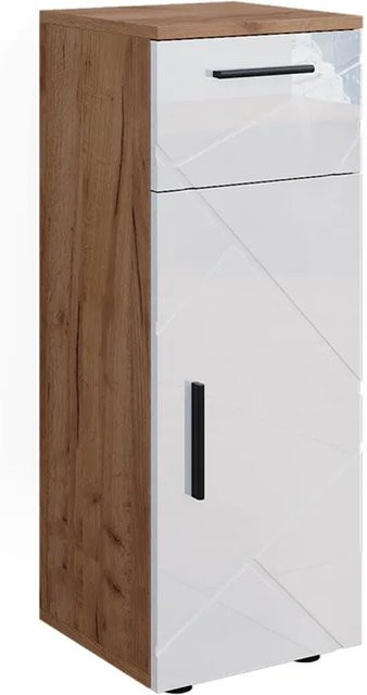 Vicco Midischrank Irma Badezimmermöbel in Eiche und Weiß Hochglanz, Breite: 30 cm, Höhe: 81 cm - Bild 2