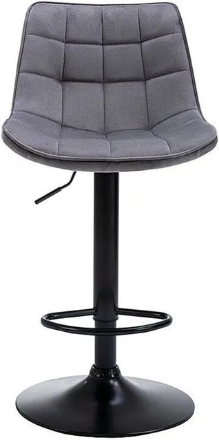 Vente-unique Barhocker Lima in Grau mit Samtbezug und Metallgestell, Höhe: 45 cm - Bild 1