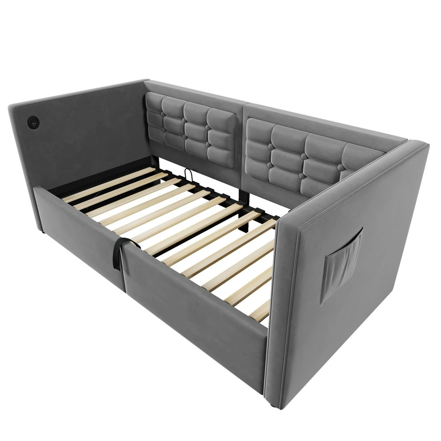 Merax Sofabett in Grau mit USB-C Anschluss und Stauraum durch Hydraulikfunktion - Bild 2