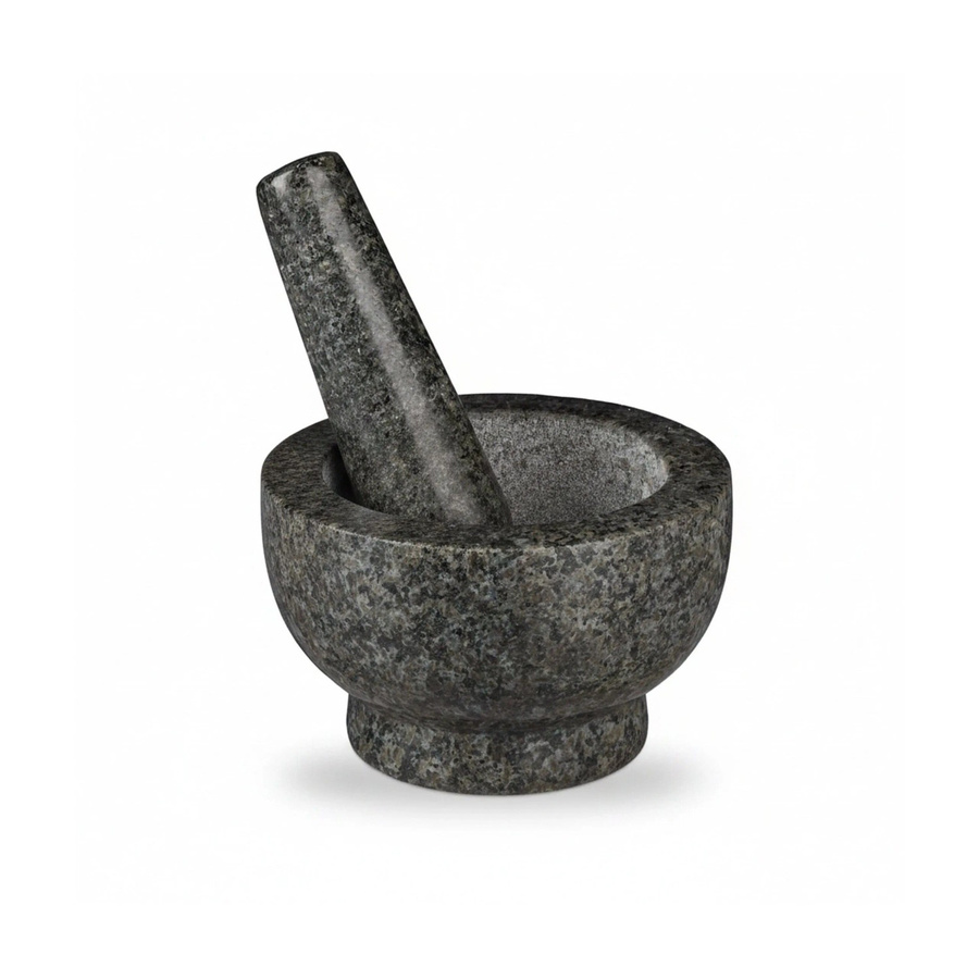 Relaxdays Mörser mit Stößel aus Granit in Grau, Durchmesser: 13 cm, Höhe: 8 cm - Bild 2
