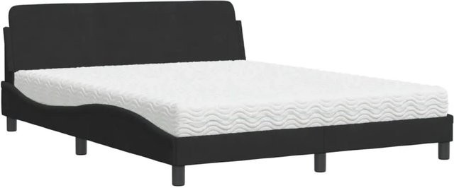vidaXL Bett Dover mit Matratze in Schwarz aus Samt und Kiefer, B/T/H: 160 x 200 x 165 cm - Bild 1
